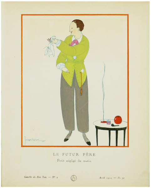  Le futur p&egrave;re. Petit n&eacute;glig&eacute; du matin.. LEPAPE (Georges) & GAZETTE du BON TON.
