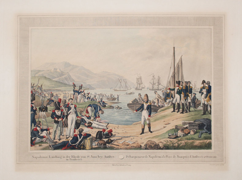  [NAPOLEON] Napoleons Landung  in der Rhede von St Juan bey Antibes in Frankreich - Débarquement de Napoléon à la baye de Juan près d'Antibes le 28 ...