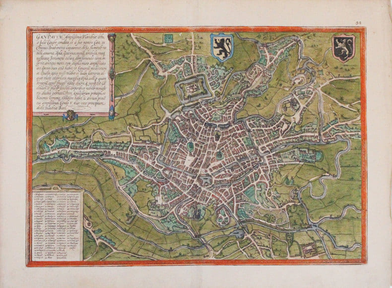  [GAND] Gandavum, amplissima Flandri&aelig; urbs.. BRAUN (Georg) & HOGENBERG (Frans).
