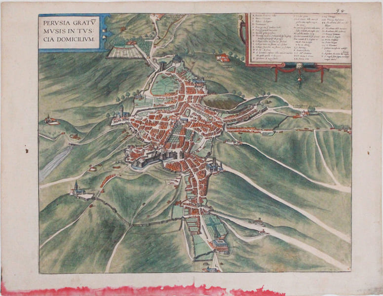  [P&Eacute;ROUSE] Perusia gratum musis in Tuscia domicilium.. BRAUN (Georg) & HOGENBERG (Frans).