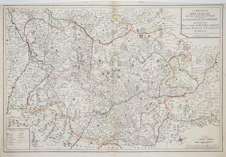  La Province d'Auvergne divis&eacute;e en Haute et Basse. La g&eacute;n&eacute;ralit&eacute; de Riom o&ugrave; sont les &eacute;lections de Riom, Clermont, Issoire, Brioude, S. Flour, et ...