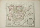  [POSTES] Carte générale de toutes les routes de postes qui traversent l'Espagne.. RIZZI-ZANNONI (Giovanni Antonio).