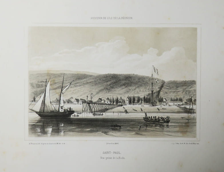 [REUNION] Souvenir de l'&Icirc;le de La R&eacute;union. Saint-Paul. Vue prise de la rade. D&eacute;cembre 1855.. ROUSSIN (Louis-Antoine).