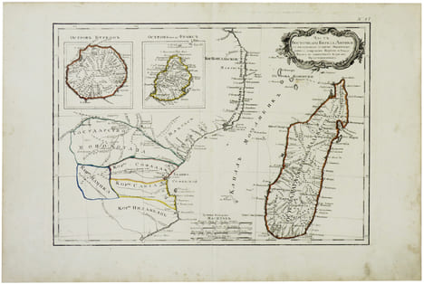 [REUNION-MAURICE-MADAGASCAR] [Partie de la côte orientale d'Afrique avec l'île de Madagascar et les îles de France et de Bourbon].. BONNE (Rigobert).