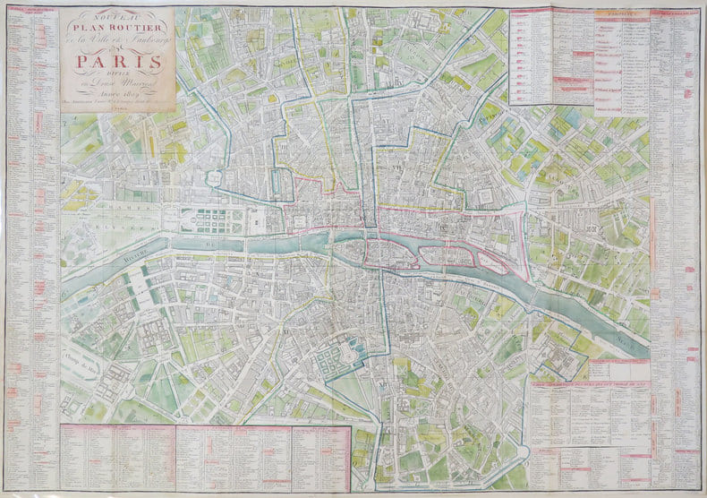 Nouveau plan routier de la ville et faubourgs de Paris divis&eacute; en douze mairies.. JOURNEAUX.