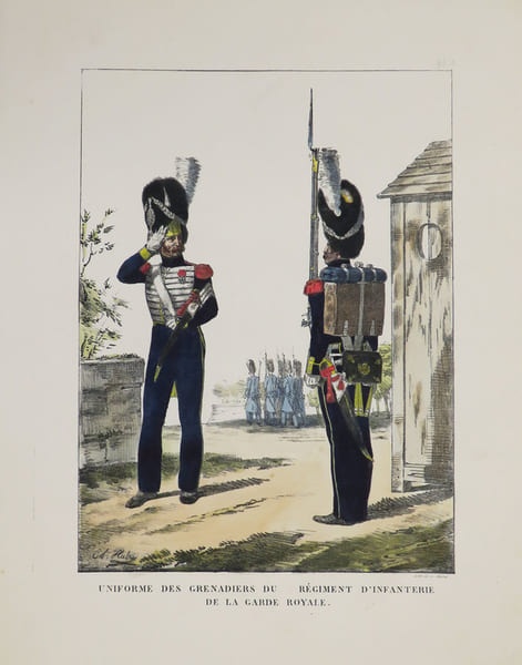 [COSTUMES MILITAIRES] Uniforme des grenadiers du (...) r&eacute;giment d'infanterie de la garde royale.. AUBRY (Charles).