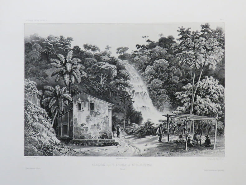 [BRESIL] Cascade de Tijouka &agrave; Rio-Janeiro. Br&eacute;sil.. VAILLANT (Auguste-Nicolas).