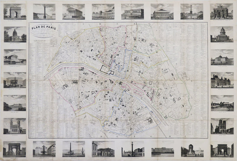Plan de Paris divis&eacute; en 12 arrondissements, indiquant tous les changements.. NARAT.