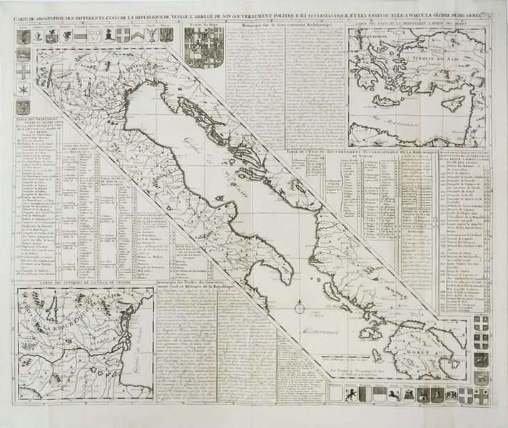 Carte de g&eacute;ographie des diff&eacute;rents &eacute;tats de la R&eacute;publique de Venise.. CHATELAIN (Henry Abraham).