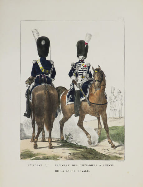 [COSTUMES MILITAIRES] Uniforme du (...) r&eacute;giment des grenadiers &agrave; cheval de la garde royale.. AUBRY (Charles).
