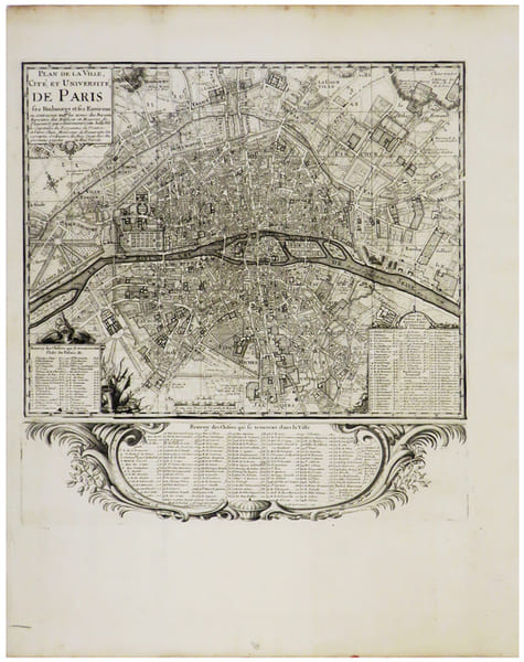 Plan de la ville, cit&eacute;, et universit&eacute;, de Paris ses faubourgs et ses environs.. BEAURAIN (Jean de).