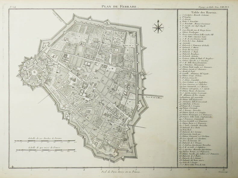 [FERRARE] Plan de Ferrare.. LALANDE (Joseph-J&eacute;rome Le Fran&ccedil;ois de).
