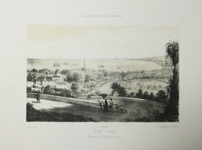 [REUNION] Souvenir de l'&Icirc;le de La R&eacute;union. Saint-Paul. Vue prise des Rampes du Bernica. F&eacute;vrier 1854.. ROUSSIN (Louis-Antoine).