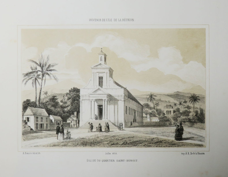 [REUNION] Souvenir de l'Île de La Réunion. Eglise du quartier Saint-Benoît. Juillet 1856.. ROUSSIN (Louis-Antoine).
