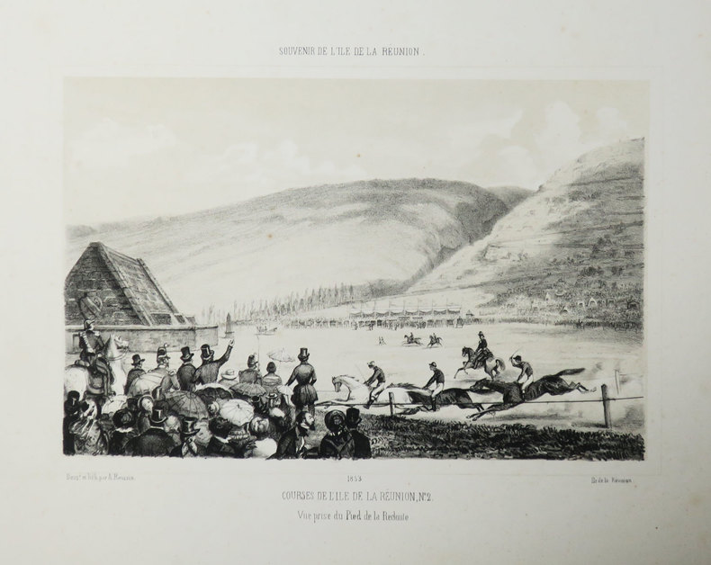 [REUNION] Souvenir de l'Île de La Réunion. Courses de l'Île de La Réunion, N°2. Vue prise du pied de la Redoute. 1853.. ROUSSIN (Louis-Antoine).