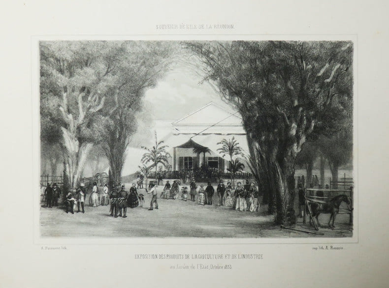 [REUNION] Souvenir de l'&Icirc;le de La R&eacute;union. Exposition des produits de l'agriculture et de l'industrie au Jardin de l'Etat, Octobre 1853.. ROUSSIN ...