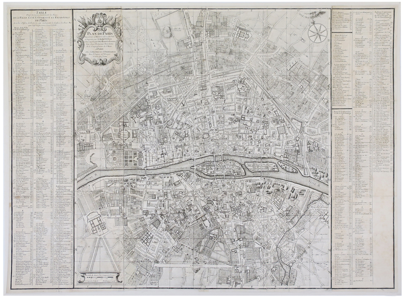 Plan de Paris pour servir à l'histoire de la ditte ville composée par D. Michel Félibien et mise au jour par D. G. Alexis Lobineau.. FELIBIEN (Dom ...