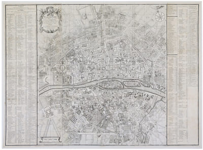 Plan de Paris pour servir à l'histoire de la ditte ville composée par D. Michel Félibien et mise au jour par D. G. Alexis Lobineau.