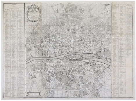 Plan de Paris pour servir à l'histoire de la ditte ville composée par D. Michel Félibien et mise au jour par D. G. Alexis Lobineau.. FELIBIEN (Dom ...