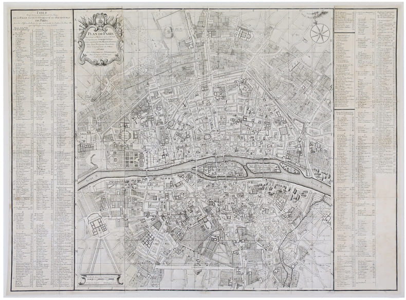 Plan de Paris pour servir &agrave; l'histoire de la ditte ville compos&eacute;e par D. Michel F&eacute;libien et mise au jour par D. G. Alexis Lobineau.. FELIBIEN (Dom ...