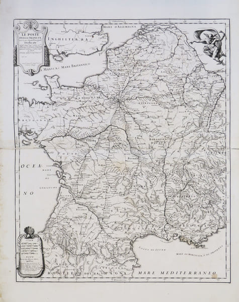[POSTES] Le Poste della Francia con le sue strade principali.. ROSSI (Domenico de).