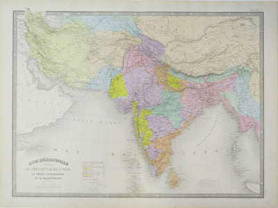 Asie méridionale comprenant la presqu'île de l'Inde, la Perse, l'Afghanistan et le Beloutchistan.