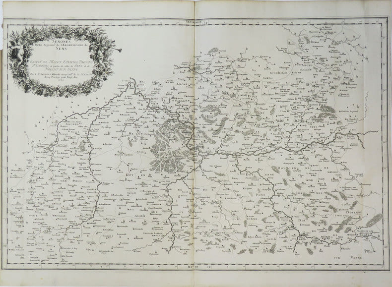 [MELUN/ETAMPES/PROVINS/NEMOURS] Senones. Partie septentr.le de l'archevesch&eacute; de Sens. Eslect. de Melun, Etampes, Provins, Nemours, et partie de celles ...