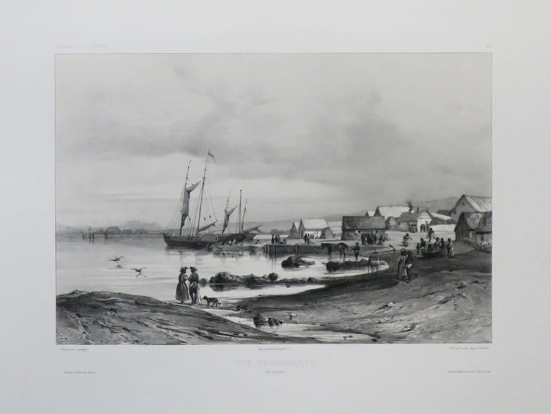 [HAWAII] Vue de Honolulu. &Icirc;les Sandwich.. VAILLANT (Auguste-Nicolas).