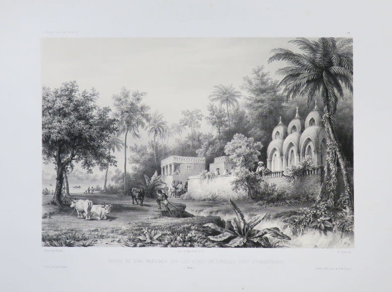 [BENGALE] Pagode de Dina Marlinga sur les bords de l'Hougly pr&egrave;s Chandernagor. (Inde).. VAILLANT (Auguste-Nicolas).