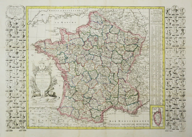  Carte de la France trac&eacute;e d'apr&egrave;s les nouvelles limites fix&eacute;e par le Trait&eacute; de Paix du 20 novembre 1815.. BASSET (Paul Andr&eacute;).