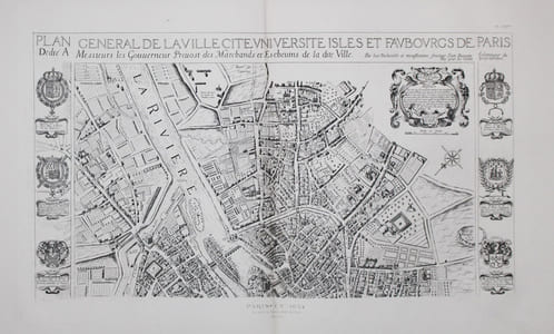 Plan général de la ville, cité, université, isles et faubourgs de Paris.
