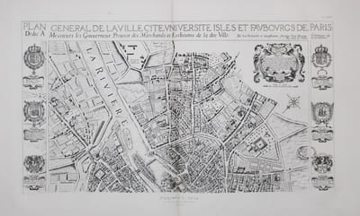 Plan général de la ville, cité, université, isles et faubourgs de Paris.