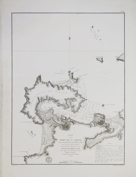 [CHILI] Plan du port de S.n Carlos situ&eacute; &agrave; la partie du nord de l'&icirc;le de Chilo&eacute;.. D&Eacute;P&Ocirc;T G&Eacute;N&Eacute;RAL DE LA MARINE.