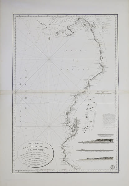 [COSTA RICA/PANAMA/P&Eacute;ROU] Carte r&eacute;duite de la c&ocirc;te occidentale de l'Am&eacute;rique depuis 9.&deg; de latitude nord jusqu'&agrave; 7.&deg; de latitude sud.. D&Eacute;P&Ocirc;T G&Eacute;N&Eacute;RAL ...