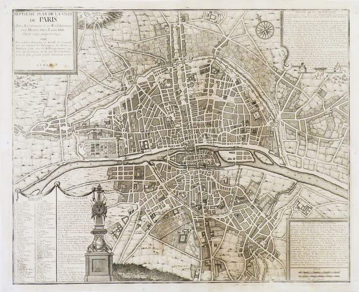 Septi&egrave;me Plan de la ville de Paris, son acroissement et ses embelissemens sous Henry IIII et Louis XIII, depuis 1589 jusqu'en 1643.. FER (Nicolas de).