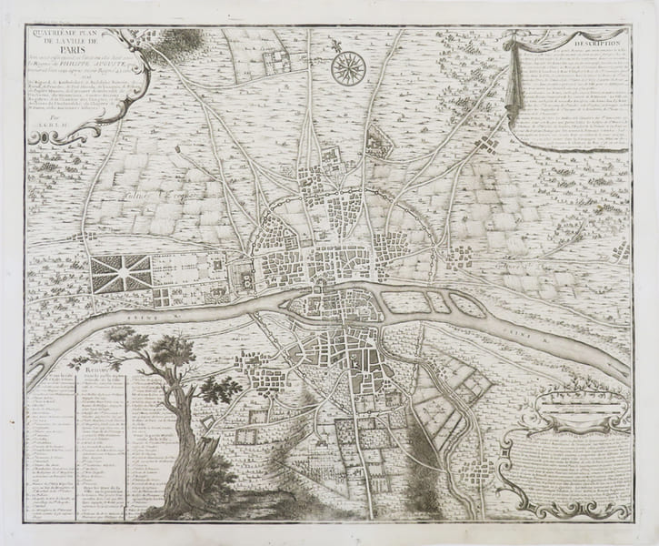 Quatri&ecirc;me Plan de la ville de Paris, son accroissement, et l'&eacute;tat o&ugrave; elle &ecirc;toit sous le r&egrave;gne de Philippe Auguste, qui mourut l'an 1223 apr&egrave;s avoir ...