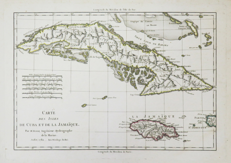 [CUBA/JAMAÏQUE] Carte des isles de Cuba et de la Jamaïque.. BONNE (Rigobert).