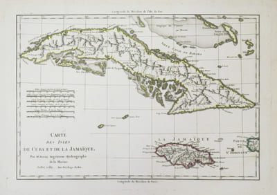 [CUBA/JAMAÏQUE] Carte des isles de Cuba et de la Jamaïque.