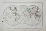 Mappe-monde en deux hémisphères, l'oriental et l'occidental.. BONNE (Rigobert).