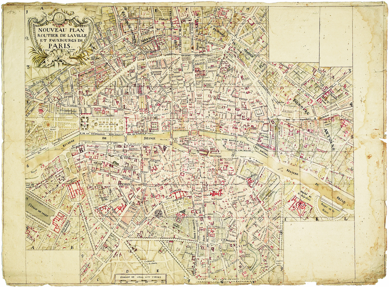 Nouveau plan routier de la ville et fauxbourgs de Paris. 1795 Gerardi fecit.. GERARDI. Plan manuscrit de Paris.