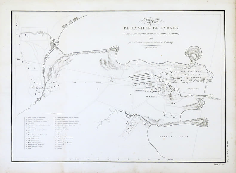 [AUSTRALIE/SYDNEY] Plan de la ville de Sydney (capitale des colonies anglaises aux Terres Australes).. FREYCINET (Louis-Claude Desaulses de).