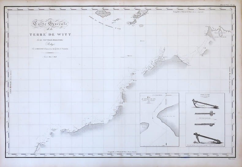 [AUSTRALIE-OCCIDENTALE] Carte g&eacute;n&eacute;rale de la Terre de Witt (&agrave; la Nouvelle Hollande).. FREYCINET (Louis-Claude Desaulses de).
