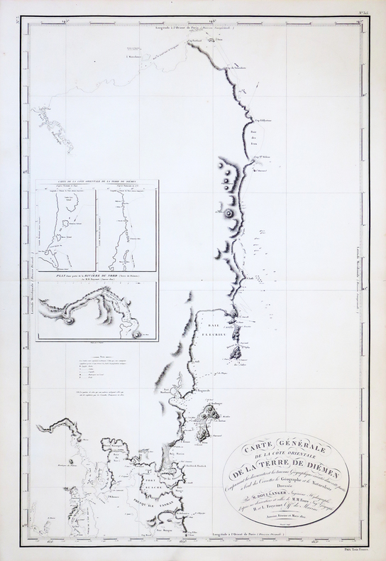 [TASMANIE] Carte générale de la côte orientale de la Terre de Diémen comprenant les découvertes et les travaux géographiques exécutés dans cette ...