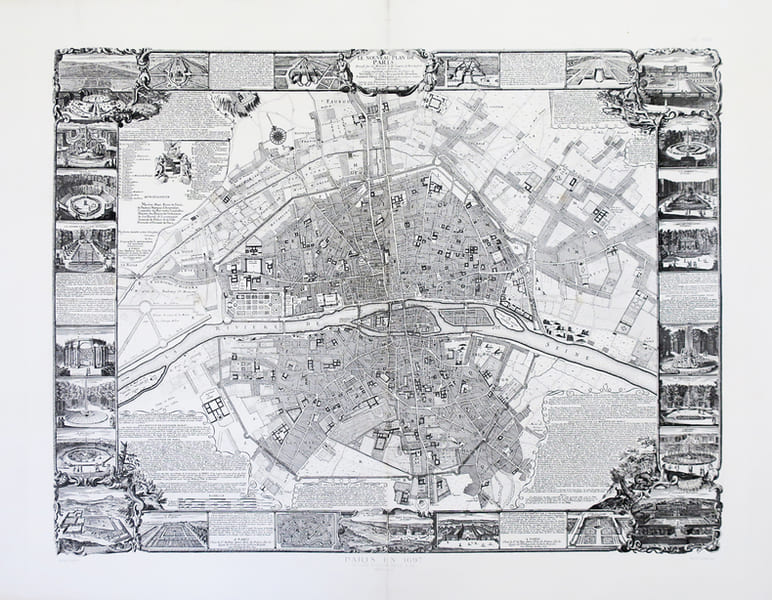 Le nouveau plan de Paris dress&eacute; sur les m&eacute;moires de M.r Jouvin de Rochefort, tr&eacute;sorier de France. Corig&eacute;, augment&eacute;, et enrichi des ve&uuml;es de ...