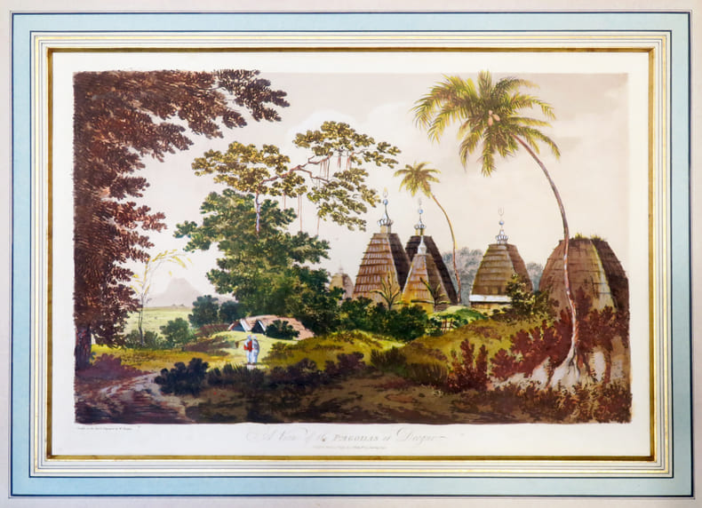 A View of the pagodas at Deogur.. HODGES (William).