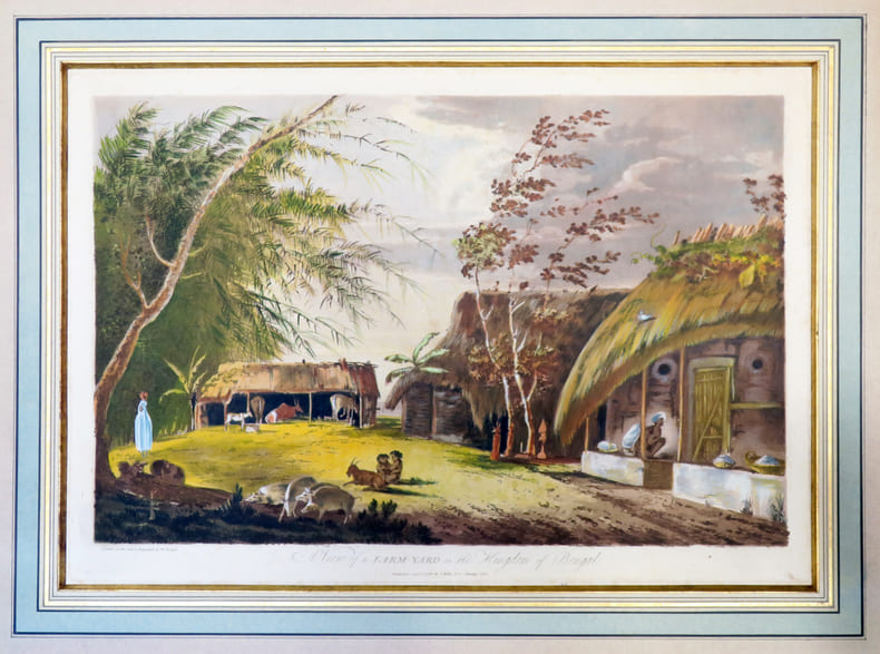 A View of a farm-yard in the kingdom of Bengal.. HODGES (William).