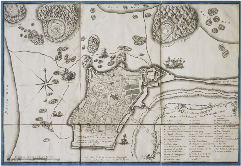[SAINT-MALO] Plan de la ville et château de S. Malo.. BEAURAIN (Jean de).
