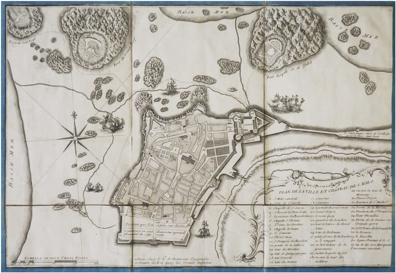 [SAINT-MALO] Plan de la ville et ch&acirc;teau de S. Malo.. BEAURAIN (Jean de).