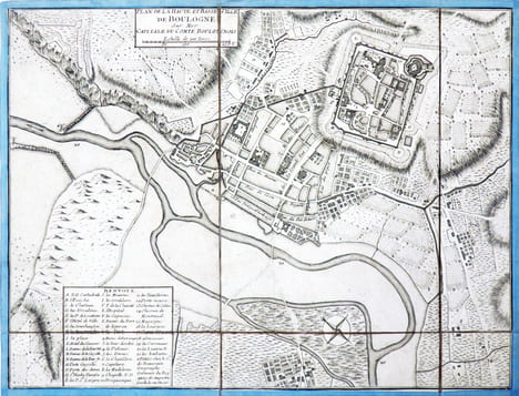 [BOULOGNE-sur-MER] Plan de la haute et basse ville de Boulogne sur Mer capitale du comté boulonnois.. BEAURAIN (Jean de).
