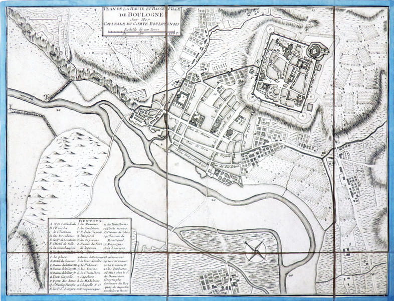 [BOULOGNE-sur-MER] Plan de la haute et basse ville de Boulogne sur Mer capitale du comt&eacute; boulonnois.. BEAURAIN (Jean de).
